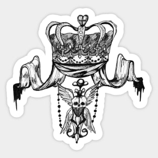 skull crown crest hand drawn original Sticker